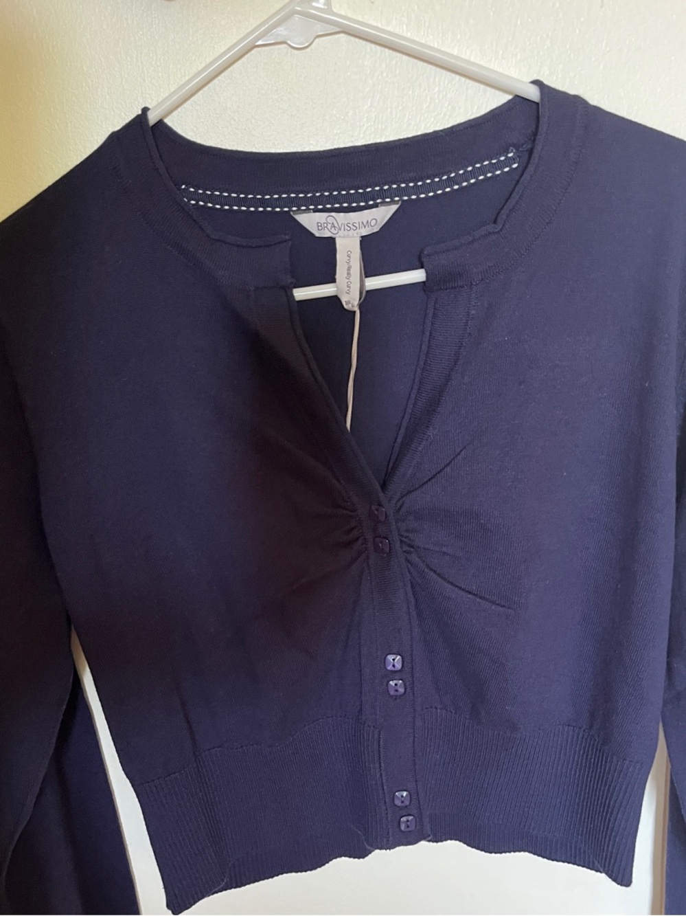 Bravissimo Navy Cropped cotton Really Curvy Cardigan size 12